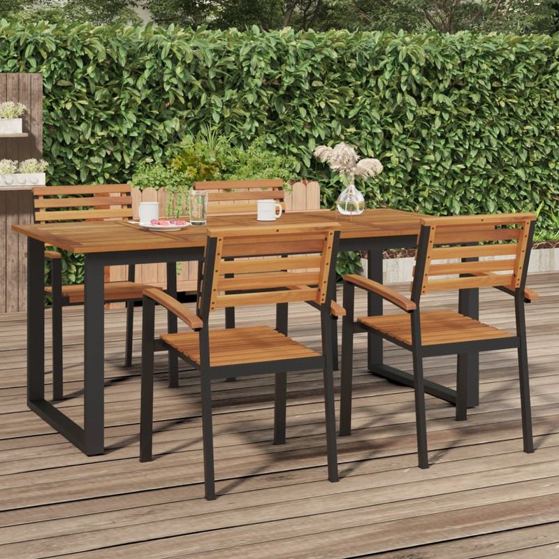 Casa si Gradina - Gradina si terasa - Mobilier exterior - Mese gradina - Masa gradina picioare forma de U 180x90x75 cm lemn masiv acacia - Infinity.ro