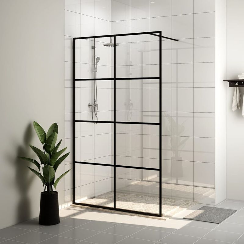 Casa si Gradina - Sanitare - Cazi si cabine de dus - Paravane si usi - Paravan de dus walk-in negru 140x95 cm sticla ESG transparenta - Infinity.ro