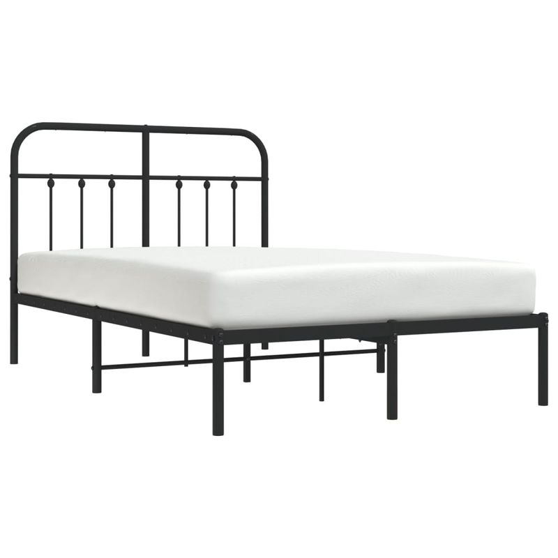 Casa si Gradina - Mobilier - Paturi si accesorii - Paturi - Cadru de pat metalic cu tablie, negru, 120x200 cm - Infinity.ro