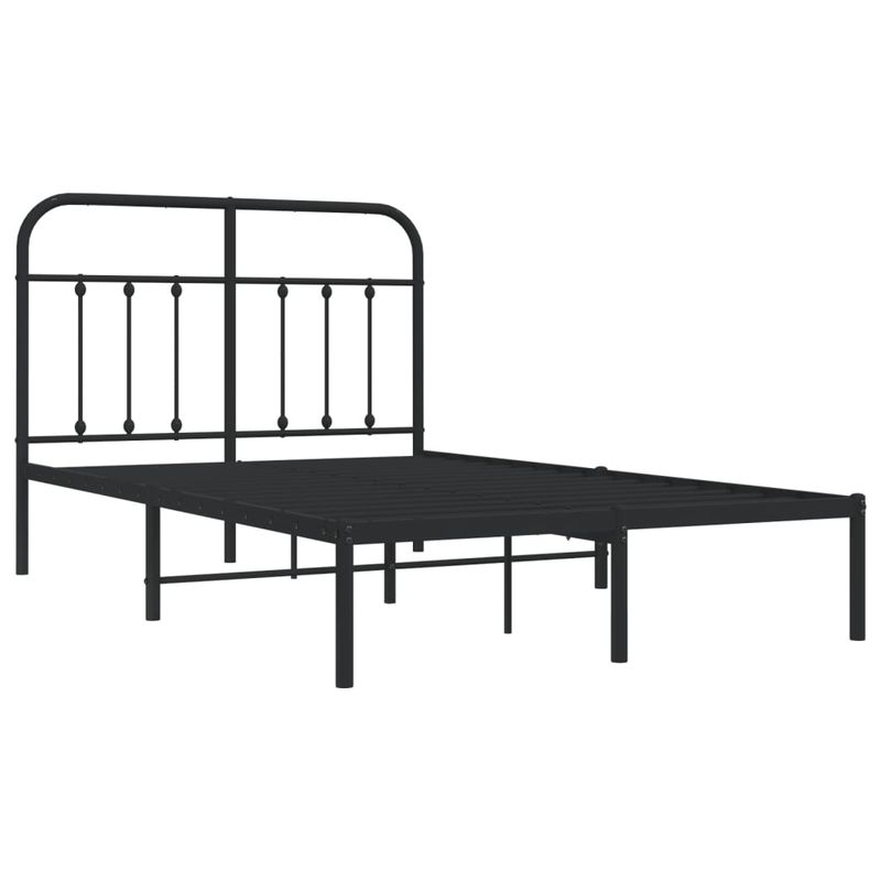 Casa si Gradina - Mobilier - Paturi si accesorii - Paturi - Cadru de pat metalic cu tablie, negru, 120x200 cm - Infinity.ro