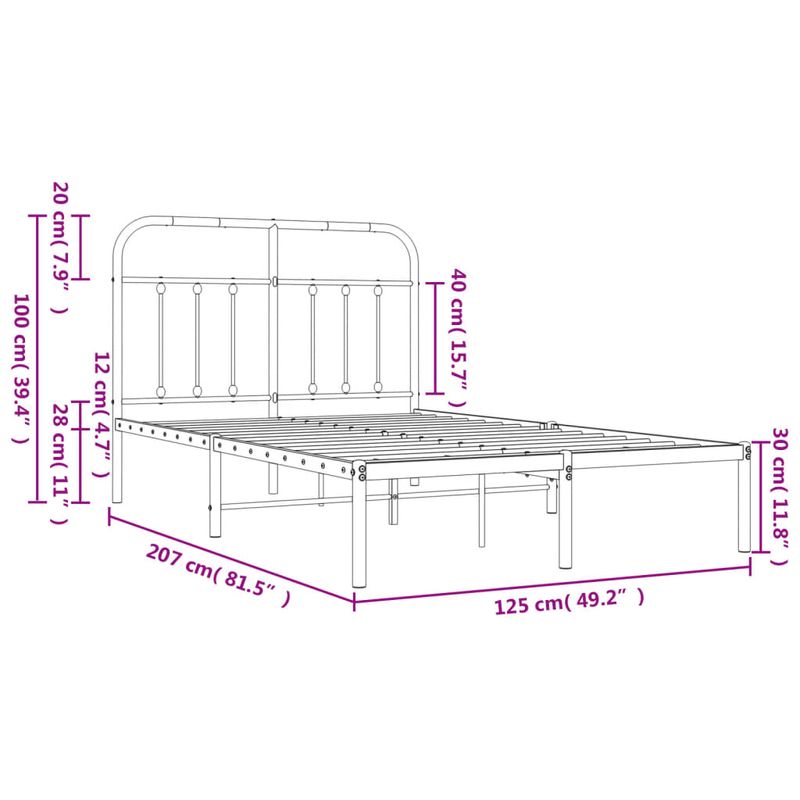 Casa si Gradina - Mobilier - Paturi si accesorii - Paturi - Cadru de pat metalic cu tablie, negru, 120x200 cm - Infinity.ro