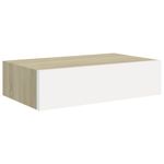 Casa si Gradina - Mobilier - Biblioteci si rafturi - Rafturi - Dulap de perete cu sertar, alb si stejar, 40x23,5x10 cm, MDF - Infinity.ro