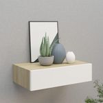 Casa si Gradina - Mobilier - Biblioteci si rafturi - Rafturi - Dulap de perete cu sertar, alb si stejar, 40x23,5x10 cm, MDF - Infinity.ro