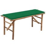Casa si Gradina - Gradina si terasa - Mobilier exterior - Bancute de gradina - Banca de gradina pliabila cu perna, 118 cm, bambus, verde, mărime 120x50x4 cm - Infinity.ro