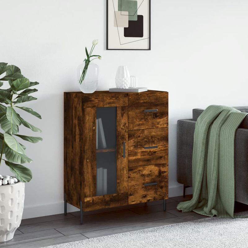 Casa si Gradina - Mobilier - Comode si corpuri - Comode - Servanta, stejar fumuriu, 69,5x34x90 cm, lemn compozit - Infinity.ro
