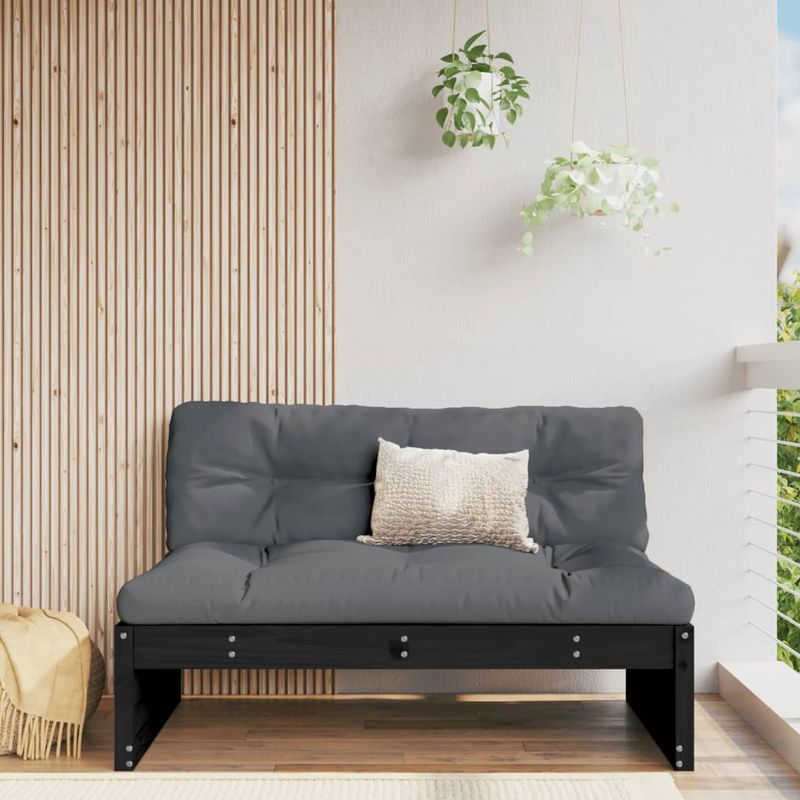 Casa si Gradina - Gradina si terasa - Mobilier exterior - Canapele si fotolii gradina - Canapea de mijloc, 120x80 cm, negru, lemn masiv de pin - Infinity.ro