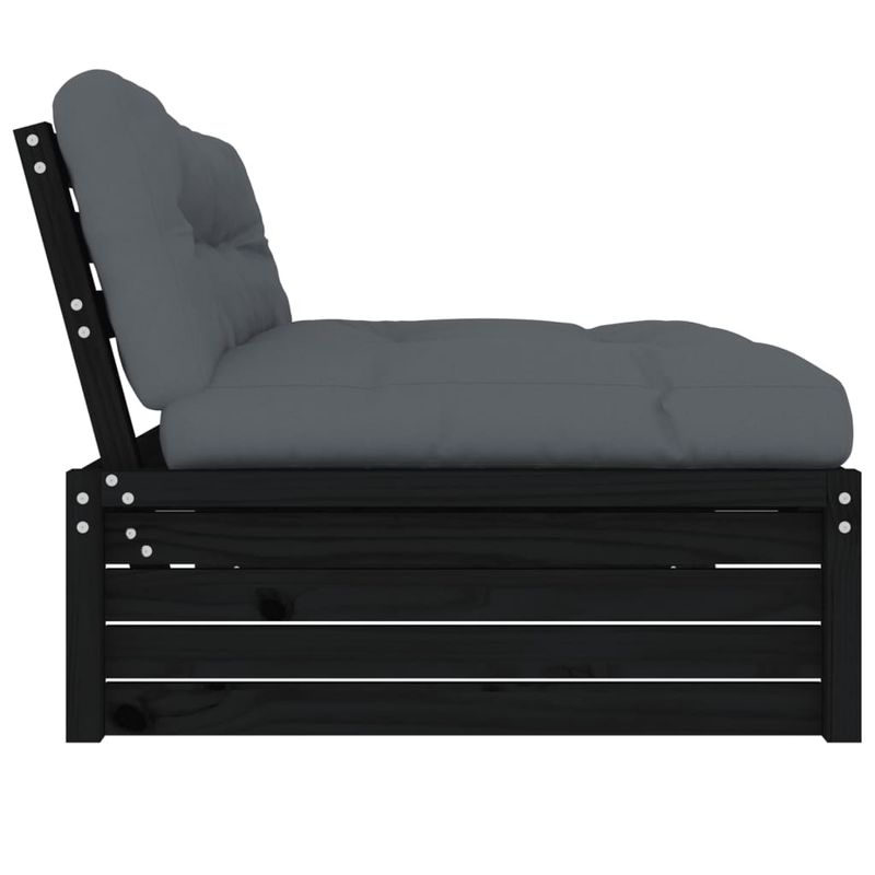 Casa si Gradina - Gradina si terasa - Mobilier exterior - Canapele si fotolii gradina - Canapea de mijloc, 120x80 cm, negru, lemn masiv de pin - Infinity.ro