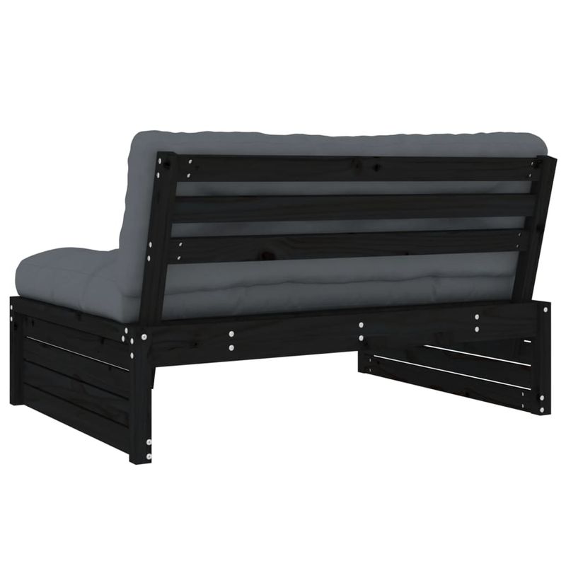 Casa si Gradina - Gradina si terasa - Mobilier exterior - Canapele si fotolii gradina - Canapea de mijloc, 120x80 cm, negru, lemn masiv de pin - Infinity.ro