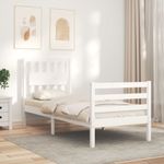 Casa si Gradina - Mobilier - Paturi si accesorii - Paturi - Cadru de pat cu tablie single mic, alb, lemn masiv - Infinity.ro