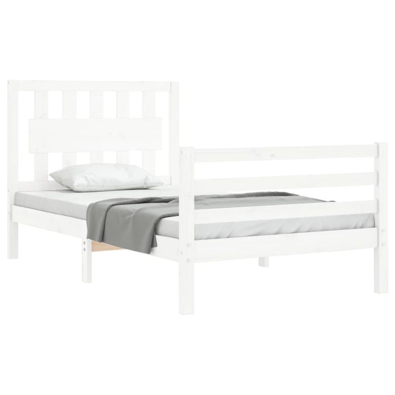 Casa si Gradina - Mobilier - Paturi si accesorii - Paturi - Cadru de pat cu tablie single mic, alb, lemn masiv - Infinity.ro