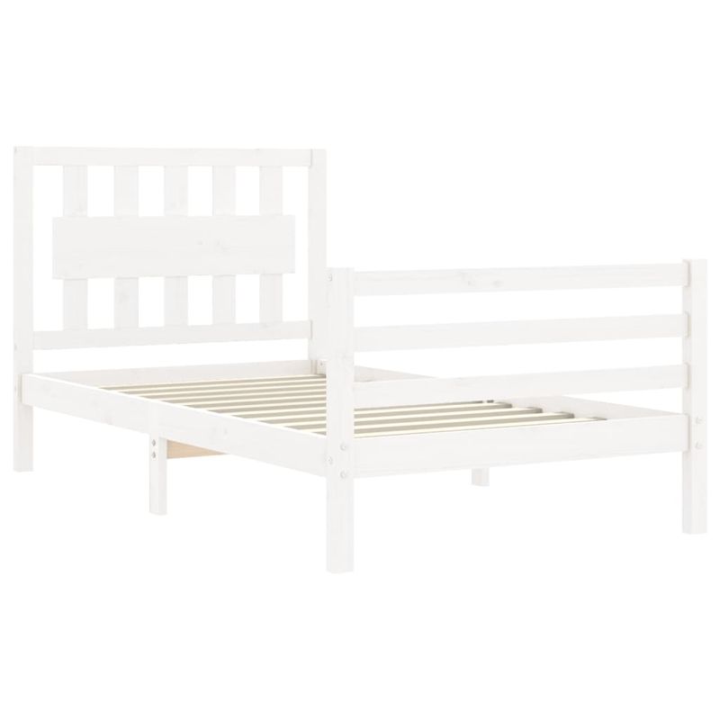 Casa si Gradina - Mobilier - Paturi si accesorii - Paturi - Cadru de pat cu tablie single mic, alb, lemn masiv - Infinity.ro