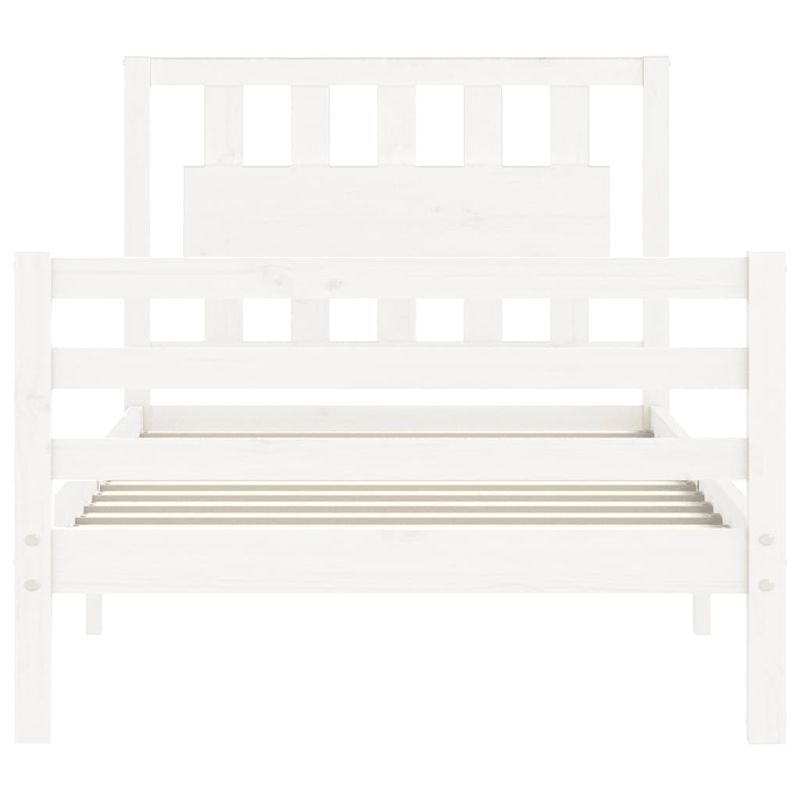 Casa si Gradina - Mobilier - Paturi si accesorii - Paturi - Cadru de pat cu tablie single mic, alb, lemn masiv - Infinity.ro