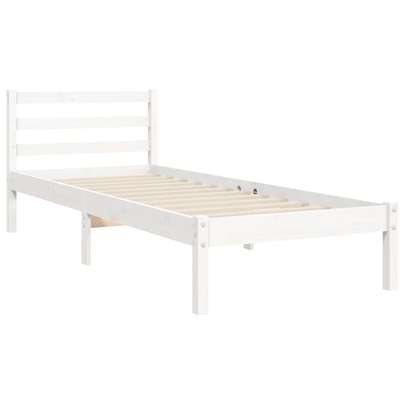 Casa si Gradina - Mobilier - Paturi si accesorii - Paturi - Cadru de pat cu tablie single mic, alb, lemn masiv - Infinity.ro