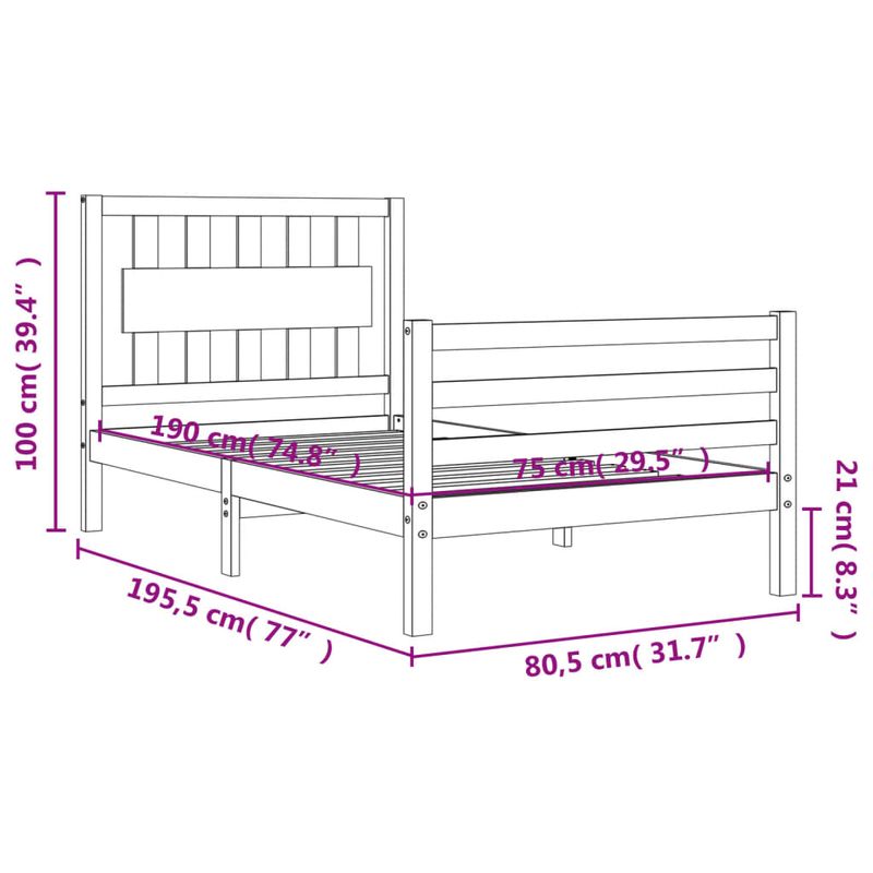 Casa si Gradina - Mobilier - Paturi si accesorii - Paturi - Cadru de pat cu tablie single mic, alb, lemn masiv - Infinity.ro