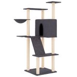 Petshop - Accesorii petshop - Jucarii animale - Ansambluri de joaca - Ansamblu de pisici, stalpi din funie sisal, gri inchis, 143 cm - Infinity.ro