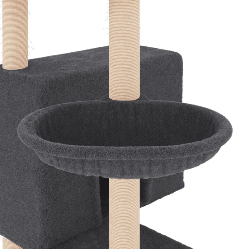 Petshop - Accesorii petshop - Jucarii animale - Ansambluri de joaca - Ansamblu de pisici, stalpi din funie sisal, gri inchis, 143 cm - Infinity.ro