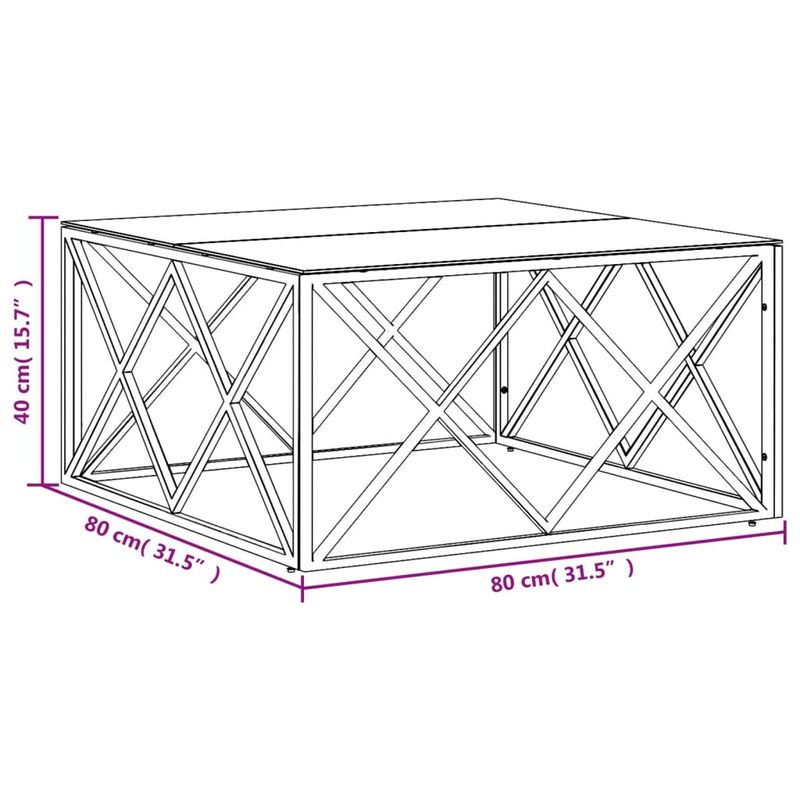 Casa si Gradina - Mobilier - Mese si birouri - Masute de cafea - Masa de cafea, 80x80x40 cm, otel inoxidabil si sticla - Infinity.ro