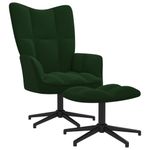 Casa si Gradina - Mobilier - Scaune si fotolii - Fotolii - Fotoliu de relaxare cu taburet, verde inchis, catifea - Infinity.ro
