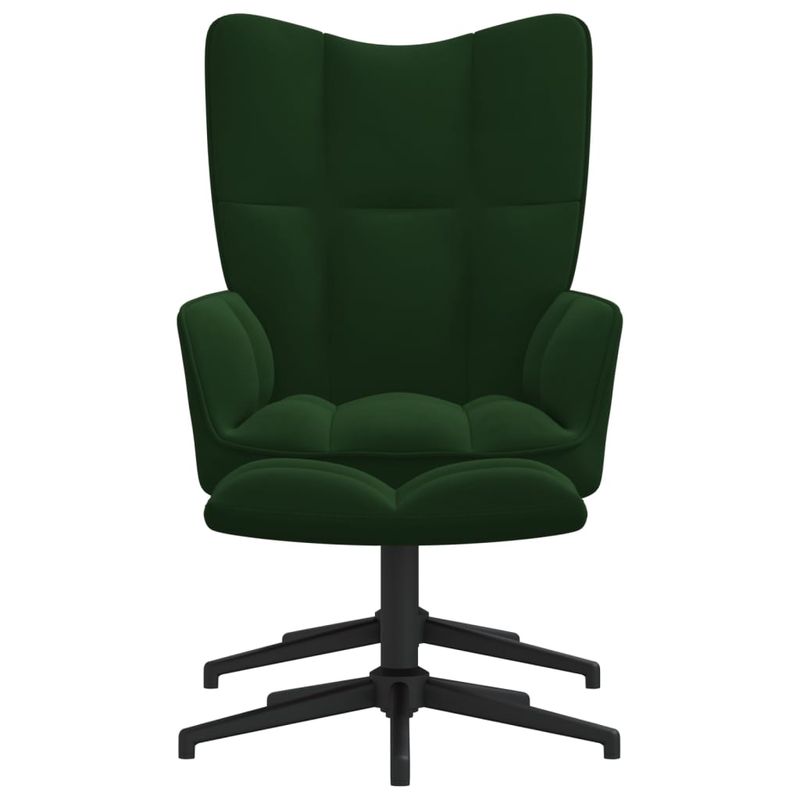 Casa si Gradina - Mobilier - Scaune si fotolii - Fotolii - Fotoliu de relaxare cu taburet, verde inchis, catifea - Infinity.ro