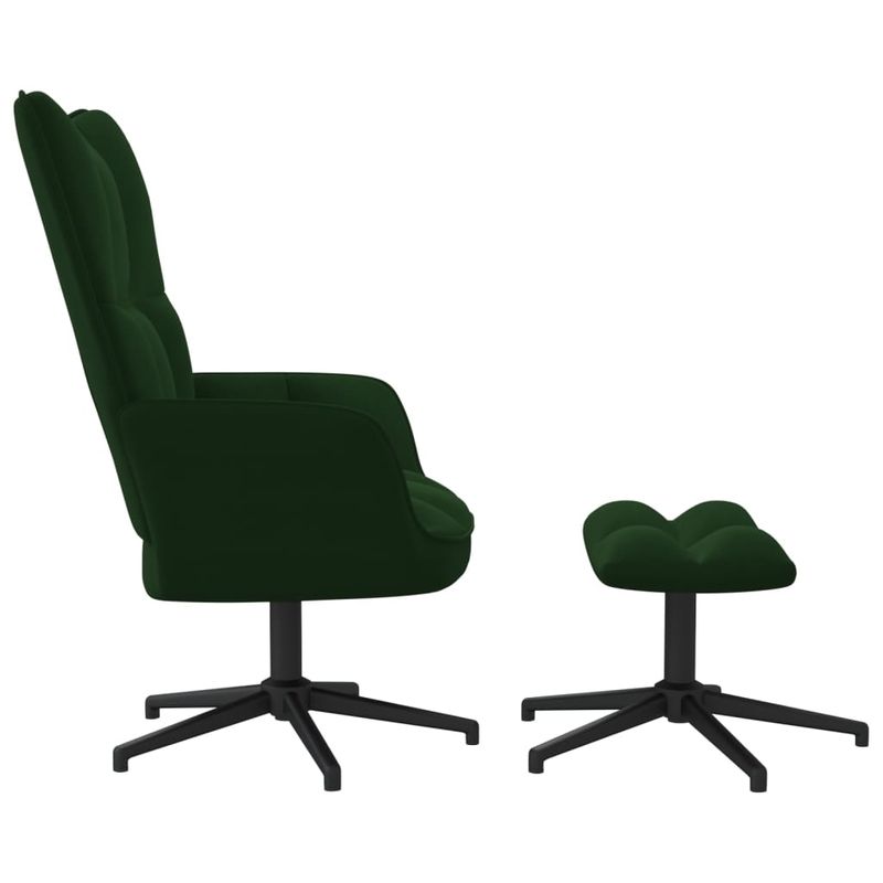 Casa si Gradina - Mobilier - Scaune si fotolii - Fotolii - Fotoliu de relaxare cu taburet, verde inchis, catifea - Infinity.ro