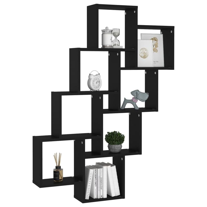 Casa si Gradina - Mobilier - Biblioteci si rafturi - Rafturi - Raft de perete cub, negru, 90x15x119 cm, PAL - Infinity.ro