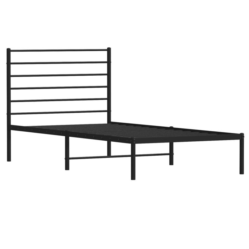 Casa si Gradina - Mobilier - Paturi si accesorii - Paturi - Cadru de pat din metal cu tablie, negru, 100x200 cm - Infinity.ro