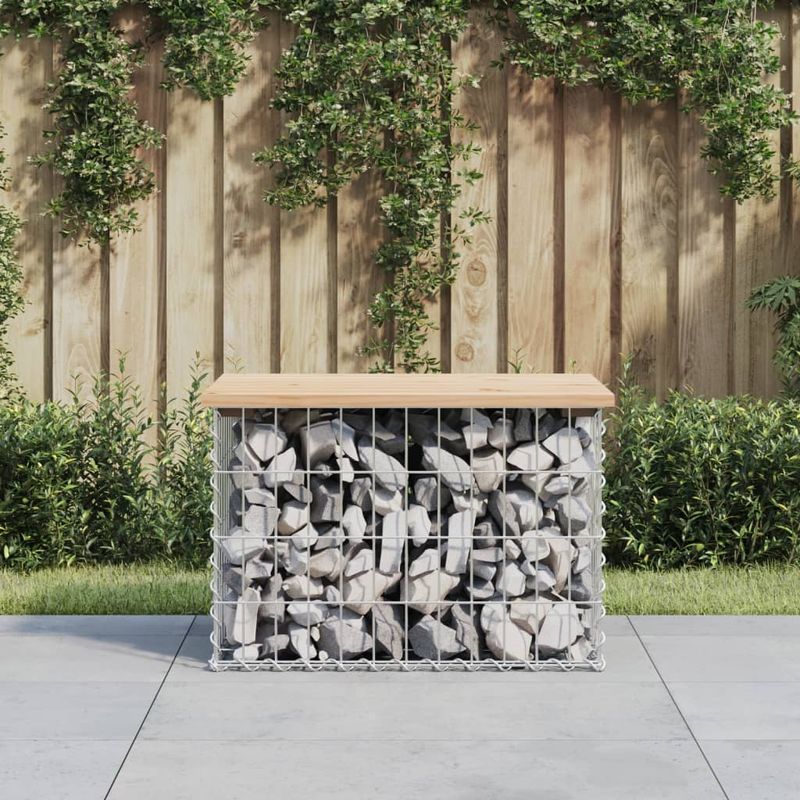 Casa si Gradina - Gradina si terasa - Mobilier exterior - Bancute de gradina - Banca de gradina, design gabion, 63x44x42 cm, lemn masiv de pin - Infinity.ro