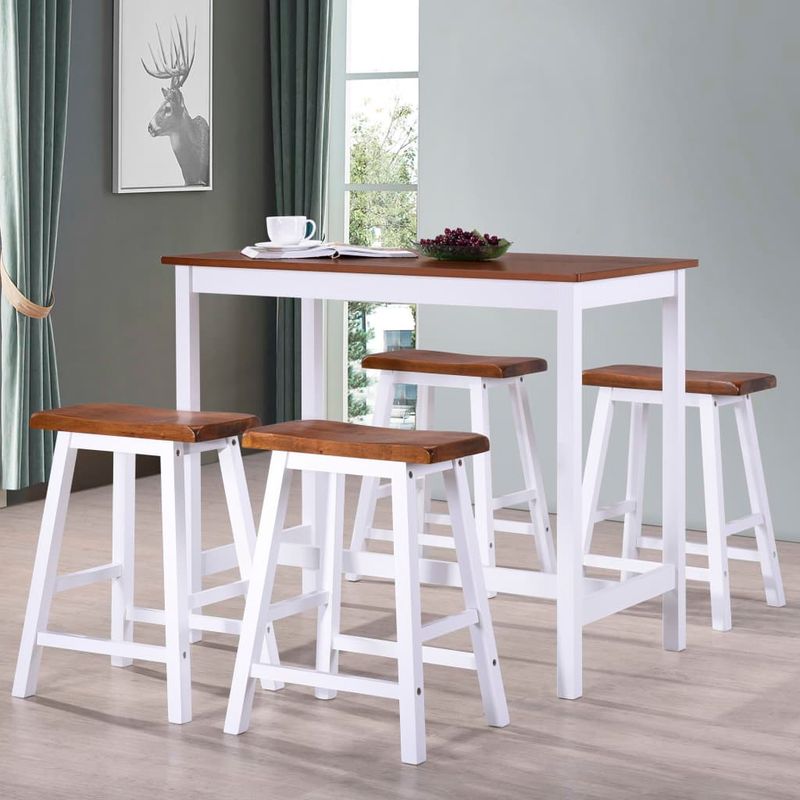 Casa si Gradina - Mobilier - Seturi de mobilier - Seturi mese si scaune - Set masa si scaune de bar, 5 piese, lemn masiv - Infinity.ro