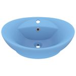 Casa si Gradina - Sanitare - Lavoar baie si accesorii - Lavoare si piedestale - Chiuveta lux cu preaplin, bleu mat, 58,5x39 cm, ceramica, oval - Infinity.ro