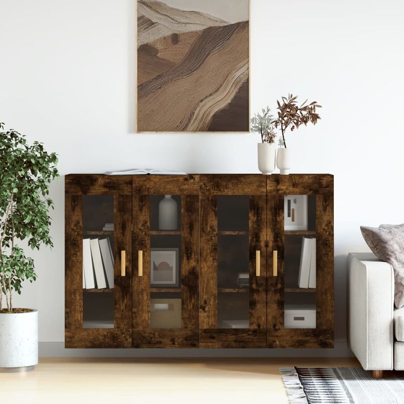 Casa si Gradina - Mobilier - Comode si corpuri - Comode - Dulapuri de perete, 2 buc., stejar afumat, lemn prelucrat - Infinity.ro