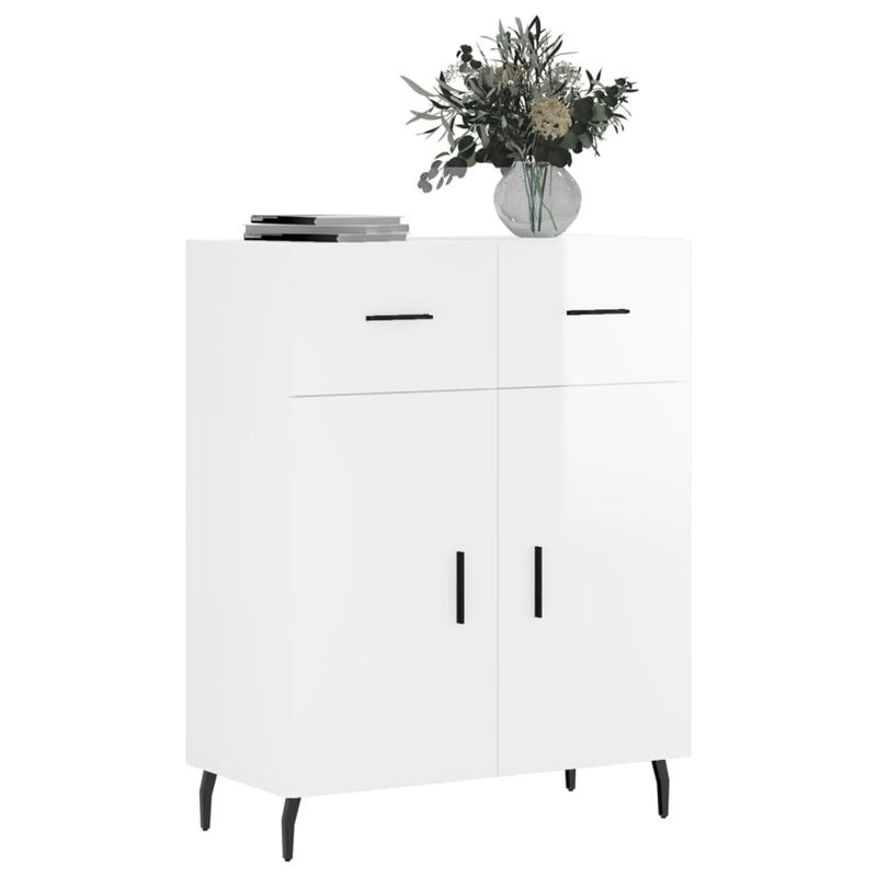 Casa si Gradina - Mobilier - Comode si corpuri - Comode - Servanta, alb extralucios, 69,5x34x90 cm, lemn compozit - Infinity.ro