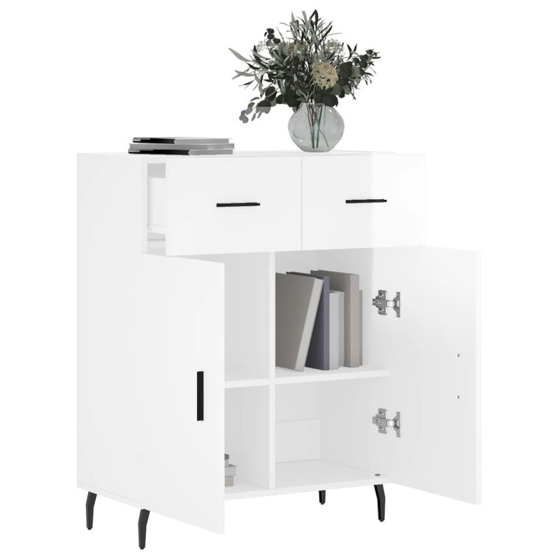 Casa si Gradina - Mobilier - Comode si corpuri - Comode - Servanta, alb extralucios, 69,5x34x90 cm, lemn compozit - Infinity.ro
