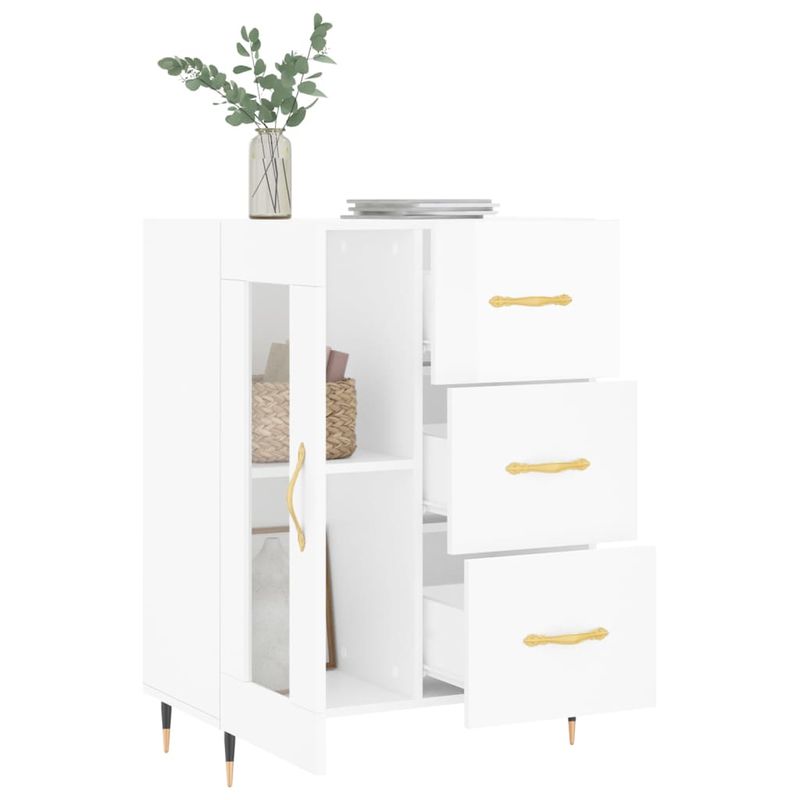 Casa si Gradina - Mobilier - Comode si corpuri - Comode - Servanta, alb extralucios, 69,5x34x90 cm, lemn compozit - Infinity.ro