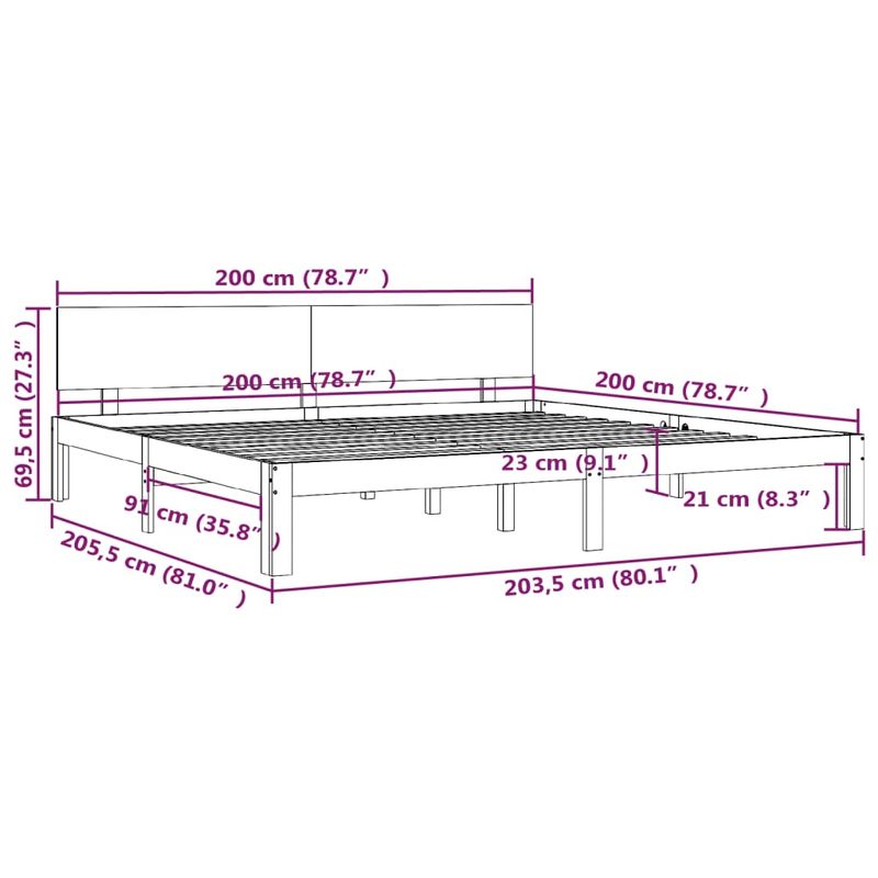 Casa si Gradina - Mobilier - Paturi si accesorii - Paturi - Cadru de pat, 200x200 cm, lemn masiv de pin - Infinity.ro
