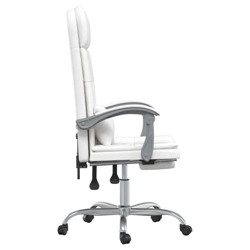 Casa si Gradina - Mobilier - Scaune si fotolii - Scaune - Scaun de birou rabatabil cu masaj, alb, piele ecologica - Infinity.ro