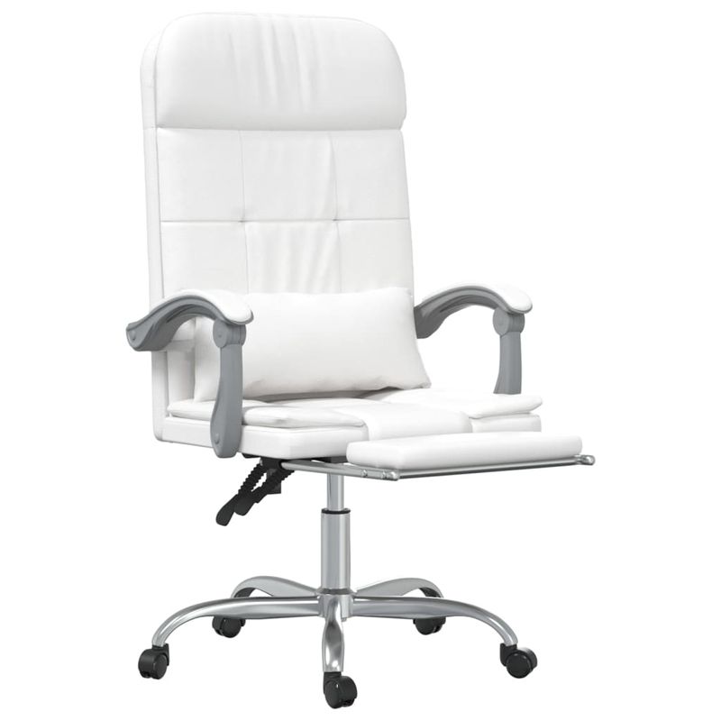 Casa si Gradina - Mobilier - Scaune si fotolii - Scaune - Scaun de birou rabatabil cu masaj, alb, piele ecologica - Infinity.ro