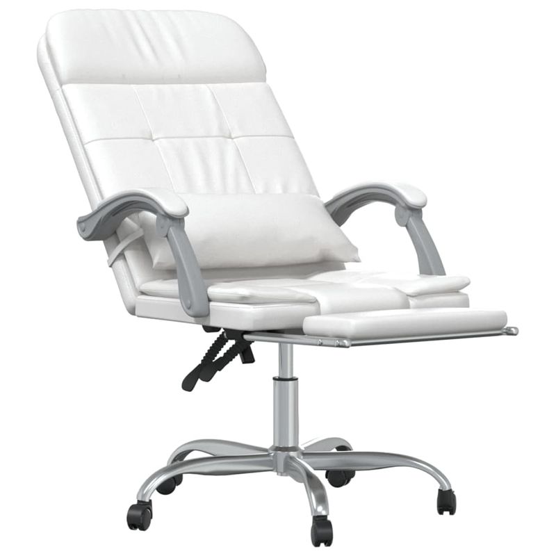 Casa si Gradina - Mobilier - Scaune si fotolii - Scaune - Scaun de birou rabatabil cu masaj, alb, piele ecologica - Infinity.ro