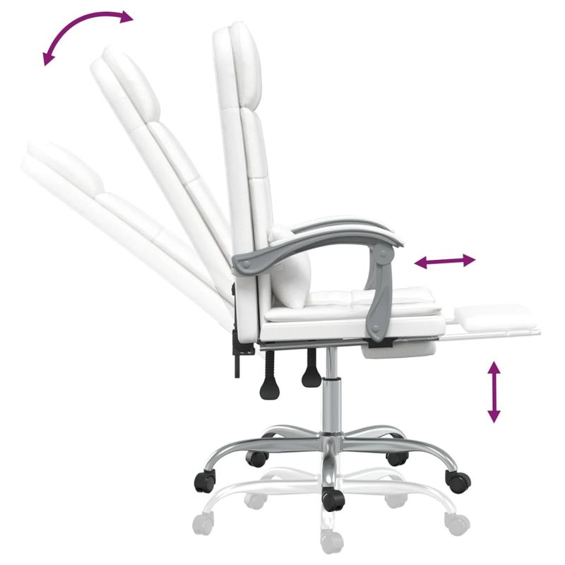 Casa si Gradina - Mobilier - Scaune si fotolii - Scaune - Scaun de birou rabatabil cu masaj, alb, piele ecologica - Infinity.ro