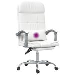 Casa si Gradina - Mobilier - Scaune si fotolii - Scaune - Scaun de birou rabatabil cu masaj, alb, piele ecologica - Infinity.ro