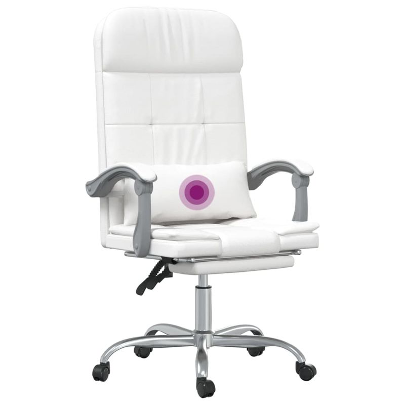Casa si Gradina - Mobilier - Scaune si fotolii - Scaune - Scaun de birou rabatabil cu masaj, alb, piele ecologica - Infinity.ro