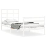 Casa si Gradina - Mobilier - Paturi si accesorii - Paturi - Cadru de pat cu tablie single mic, alb, lemn masiv - Infinity.ro