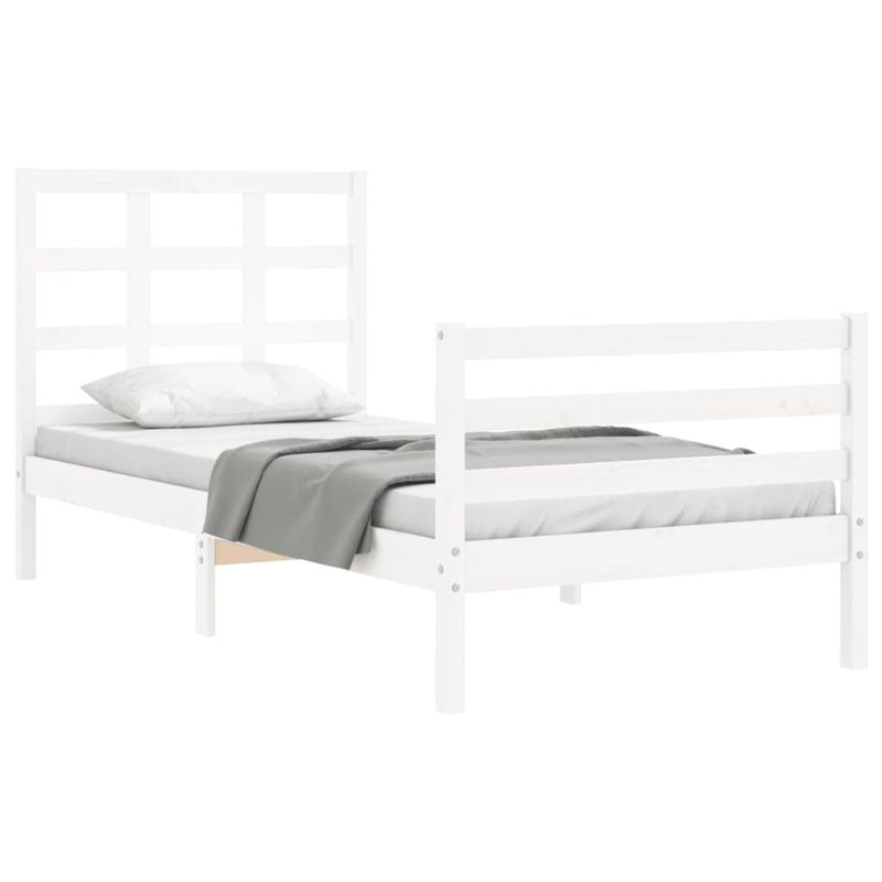 Casa si Gradina - Mobilier - Paturi si accesorii - Paturi - Cadru de pat cu tablie single mic, alb, lemn masiv - Infinity.ro