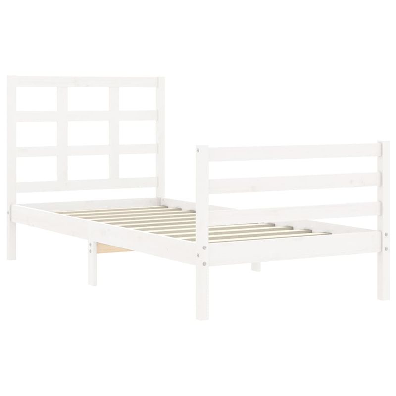 Casa si Gradina - Mobilier - Paturi si accesorii - Paturi - Cadru de pat cu tablie single mic, alb, lemn masiv - Infinity.ro