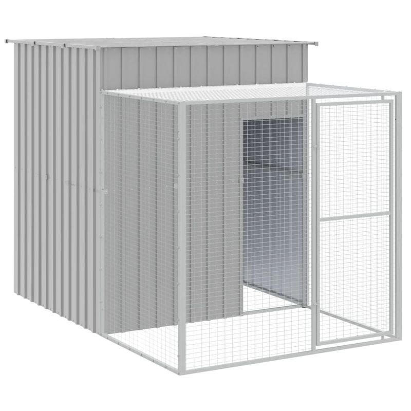 Petshop - Accesorii petshop - Culcusuri si custi - Custi interior si exterior - Cotet pui cu incinta gri deschis 165x1271x181cm otel galvanizat - Infinity.ro