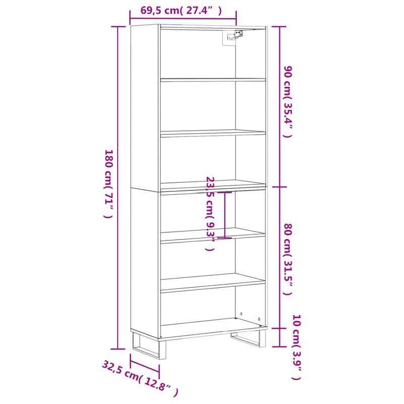 Casa si Gradina - Mobilier - Comode si corpuri - Comode - Dulap inalt, gri beton, 69,5x32,5x180 cm, lemn compozit - Infinity.ro