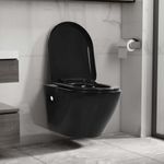 Casa si Gradina - Sanitare - Obiecte sanitare - Vase de toaleta - Vas toaleta suspendat cu rezervor incastrat, negru, ceramica - Infinity.ro