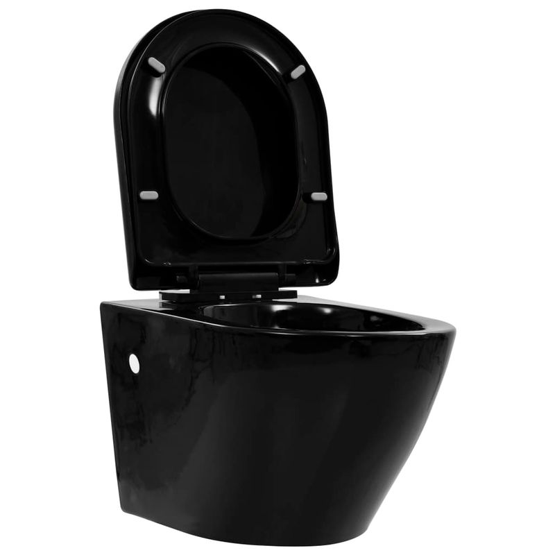 Casa si Gradina - Sanitare - Obiecte sanitare - Vase de toaleta - Vas toaleta suspendat cu rezervor incastrat, negru, ceramica - Infinity.ro