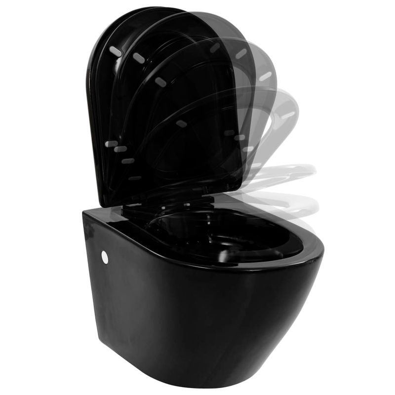Casa si Gradina - Sanitare - Obiecte sanitare - Vase de toaleta - Vas toaleta suspendat cu rezervor incastrat, negru, ceramica - Infinity.ro
