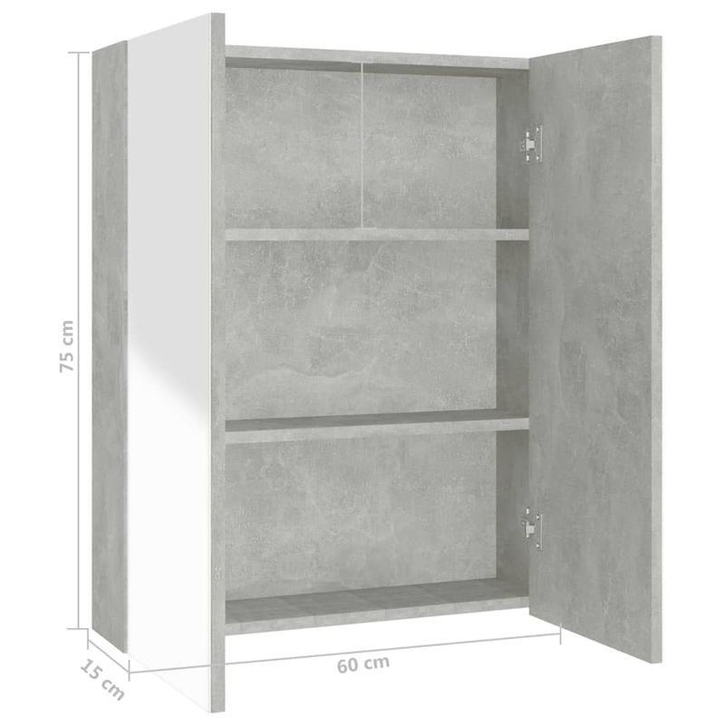 Casa si Gradina - Mobilier - Mobilier baie - Corpuri baie - Dulap de baie cu oglinda, gri beton, 60x15x75 cm, MDF - Infinity.ro