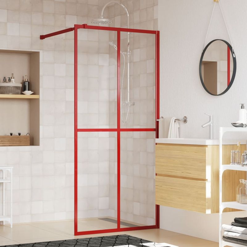 Casa si Gradina - Sanitare - Cazi si cabine de dus - Paravane si usi - Paravan dus walk-in, rosu, 100x195 cm, sticla ESG transparenta - Infinity.ro